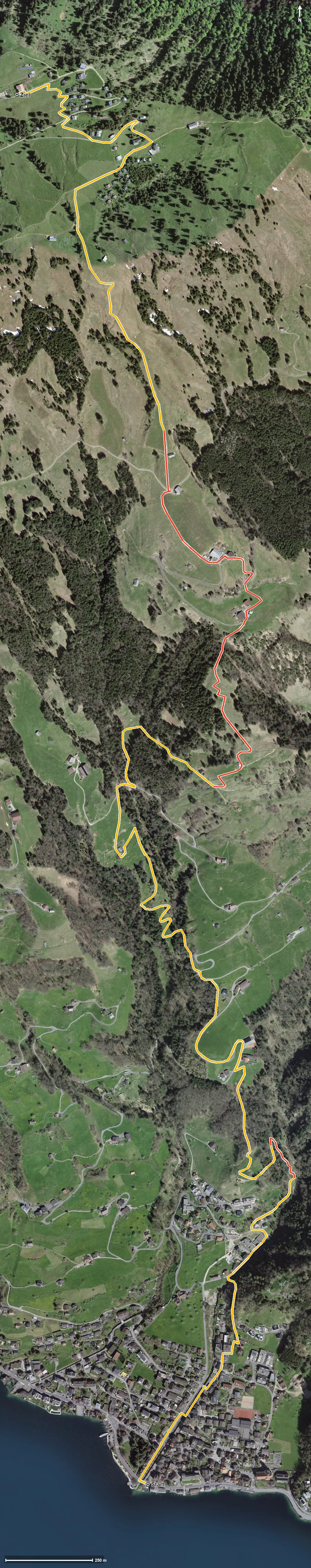 Luftbild Bergwanderweg Gersau - Rigi Scheidegg