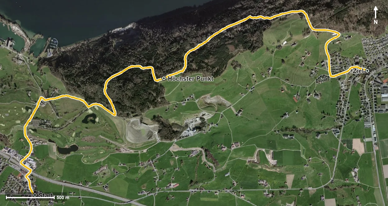 Luftbild Erlebnisweg Obersee: Wangen - Tuggen