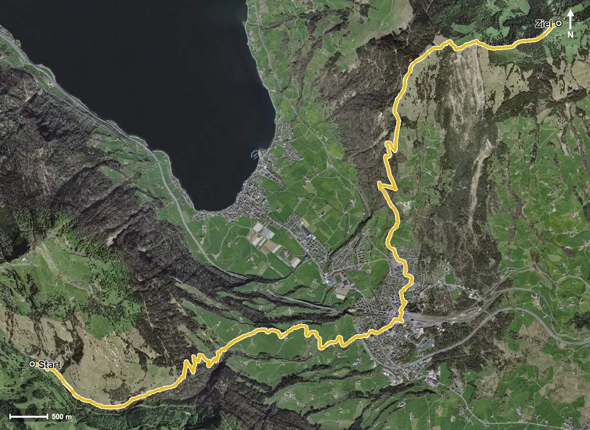 Luftbild Etappe: Rigi Klösterli - Goldau - Wildspitz | Schwyzer Tal- &amp; Gipfeltour