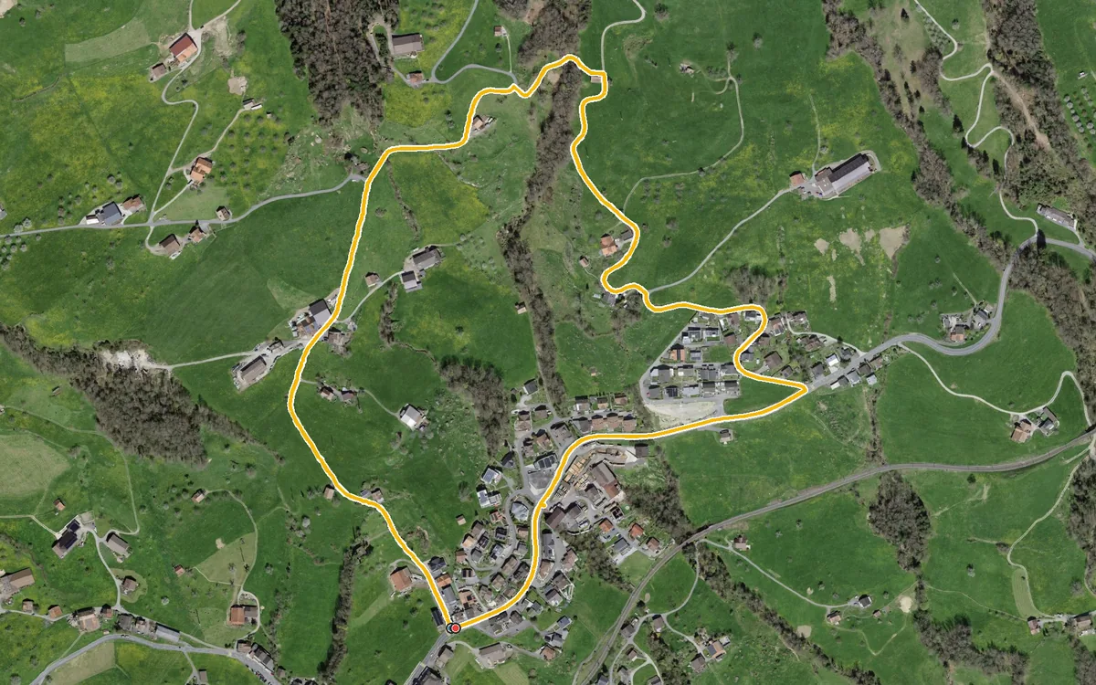 Vista aerea con il percorso tracciato: Breve anello nel bosco da St. Anna, a Steinerberg