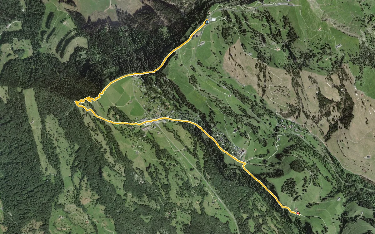 Vista aerea con il percorso tracciato: Sentiero in quota tranquillo, Rigi Staffel–Rigi Kaltbad