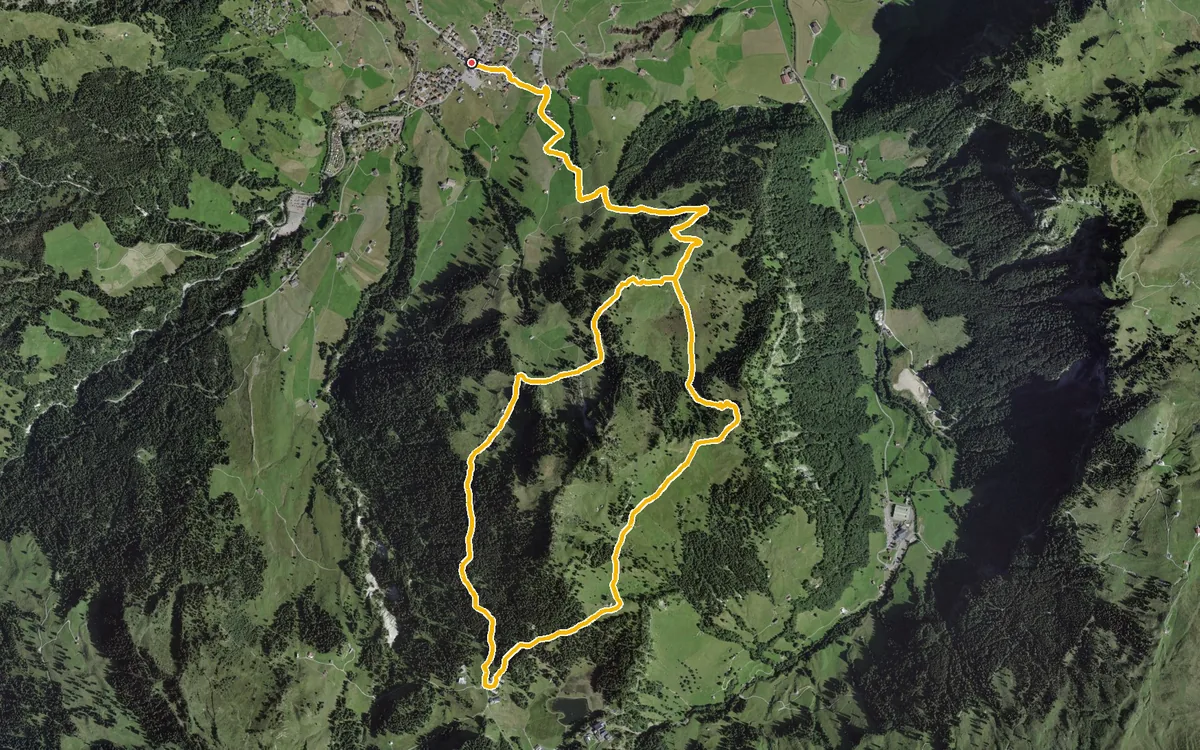 Vista aerea con il percorso tracciato: Anello da Neuseewen per la Roggenegg