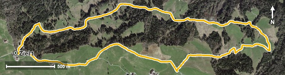 Luftbild mit eingezeichneter Route: Rundtour Etzelpass Wanderung oder Bike