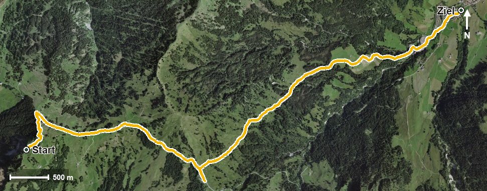 Luftbild mit eingezeichneter Route: WanderWunder Schwyz: durch die Moorwälder der Ibergeregg