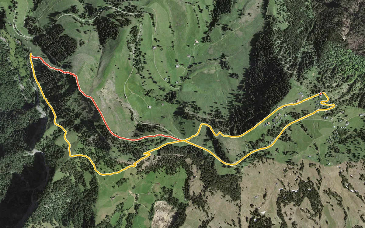 Vista aerea con il percorso tracciato: Piccolo anello da Rigi Scheidegg